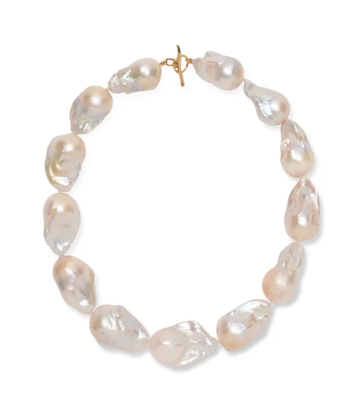 Extra Large White Baroque Pearl & 14k Gold Necklace. Extra Large White Baroque Pearl & 14k Gold Necklace.