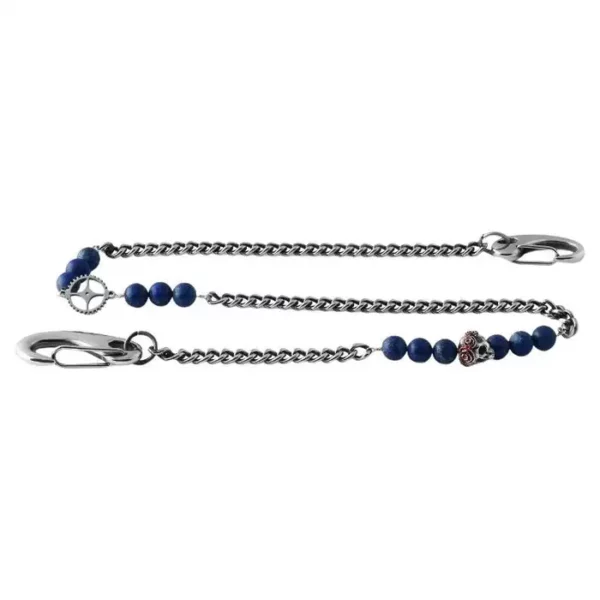 Gothic Rose Skull Trouser Chain in Blue. Gothic Rose Skull Trouser Chain in Blue.
