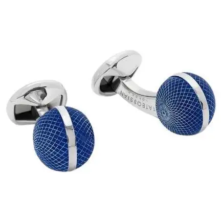 Guilloche Sphere Cufflinks with Lapis. Guilloche Sphere Cufflinks with Lapis.