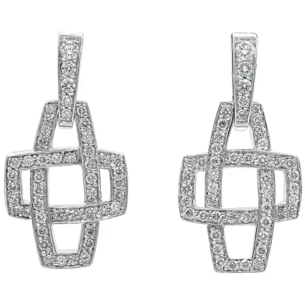 Kwiat 1.50 carats Total Brilliant Round Diamond Crossover Drop Earrings.