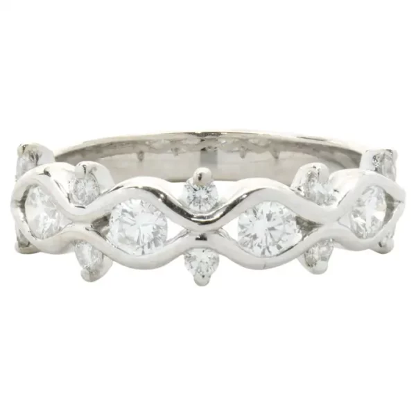 Kwiat 18 Karat White Gold Diamond Floral Band.