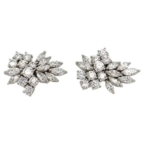 Kwiat Platinum 8 Carat Diamond Earrings Marquise and Round Cut.