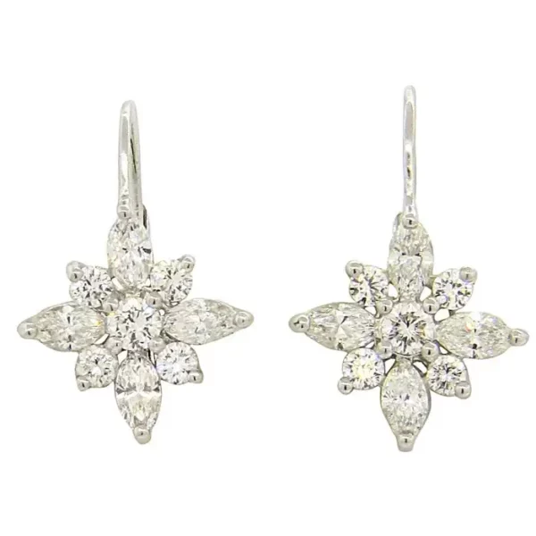 Kwiat Platinum Diamond Leverback Earrings.