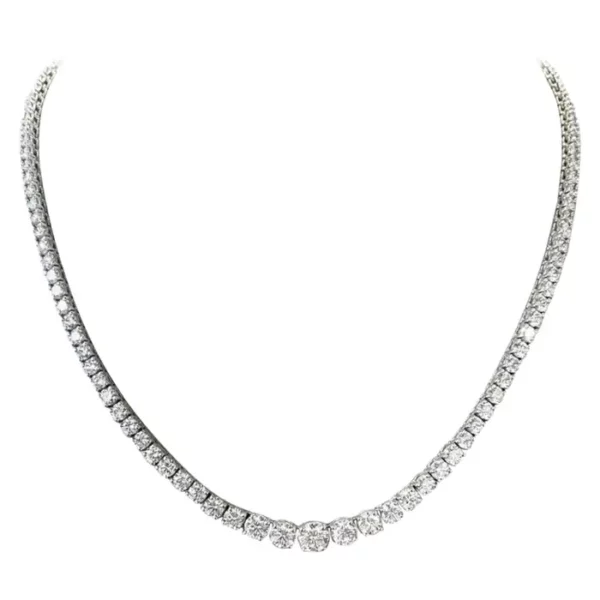 Kwiat Riviera Diamond Tennis Necklace Set in Platinum with 15.12 TCW.