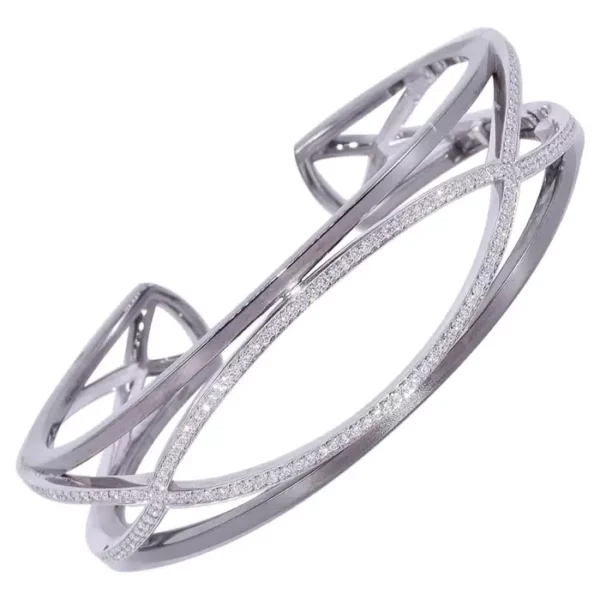 Kwiat Wave Bangle in 18 Karat White Gold.