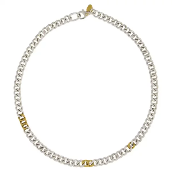 Lika Behar Silver & Gold 7.7mm 18 Matte Curb Link Chain Necklace. Lika Behar Silver & Gold 7.7mm 18 Matte Curb Link Chain Necklace.