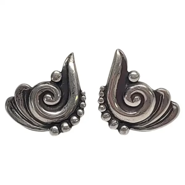 Los Castillo Sterling Silver 508 Swirl Screw Back Earrings.