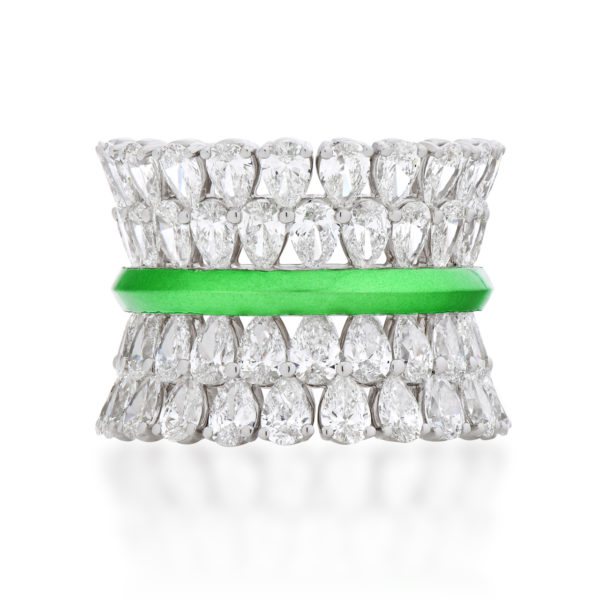 Pear Diamond & Ceramic Design Ring.