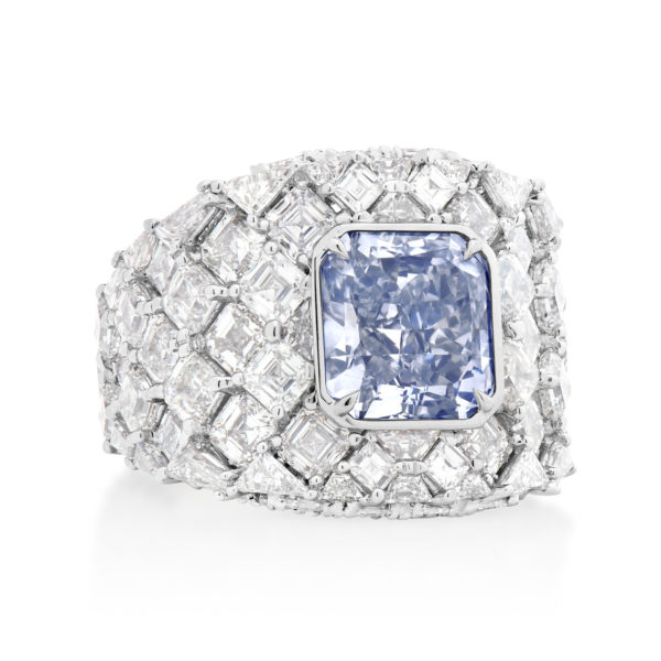 Radiant Cut Blue Diamond Ring.