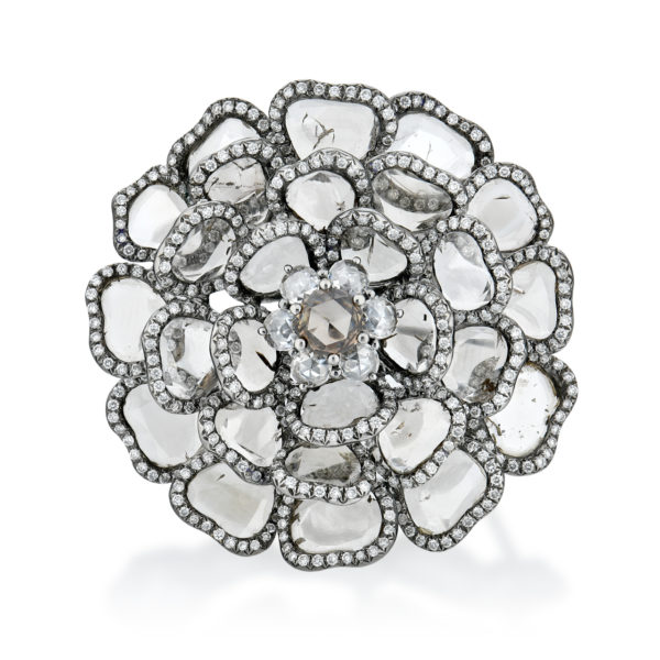 Sliced Diamond & Rose Cut Brooch.