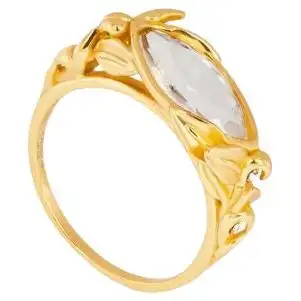Wild Flower Ring in Blue Moon Quartz and 14K Gold Plated Sterling Silver, Size S. Wild Flower Ring in Blue Moon Quartz and 14K Gold Plated Sterling Silver, Size S.