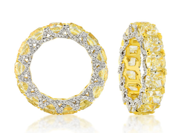 Yellow Cushion Diamond Eternity Band.