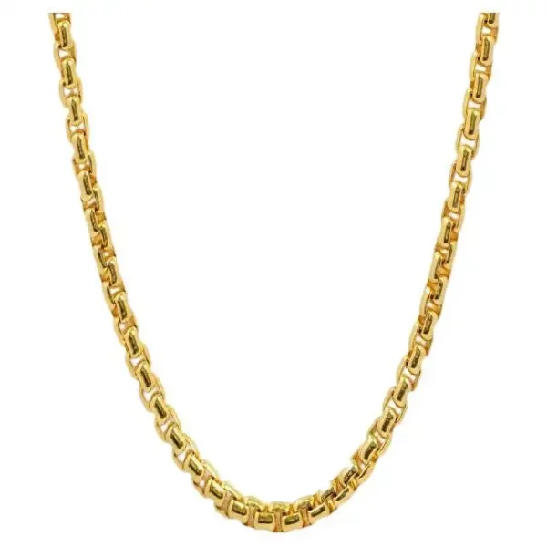 Yellow Gold Plated Sterling Silver Box Chain Necklace, Size S. Yellow Gold Plated Sterling Silver Box Chain Necklace, Size S.