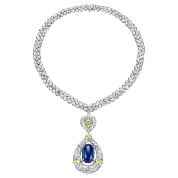 18 kt. Adler Genève Tennis Necklace & Asprey London Pendant Sapphire, Diamonds.