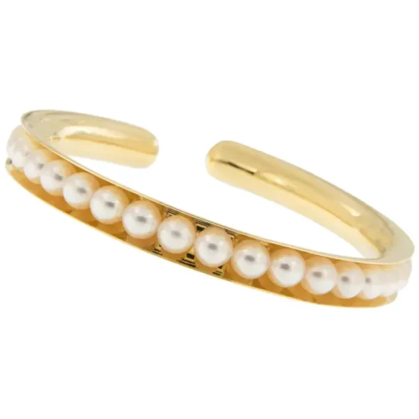 2 Time Award Winning 18 Karat Yellow Gold Pearl Bangle by Sean Gilson for Assael.