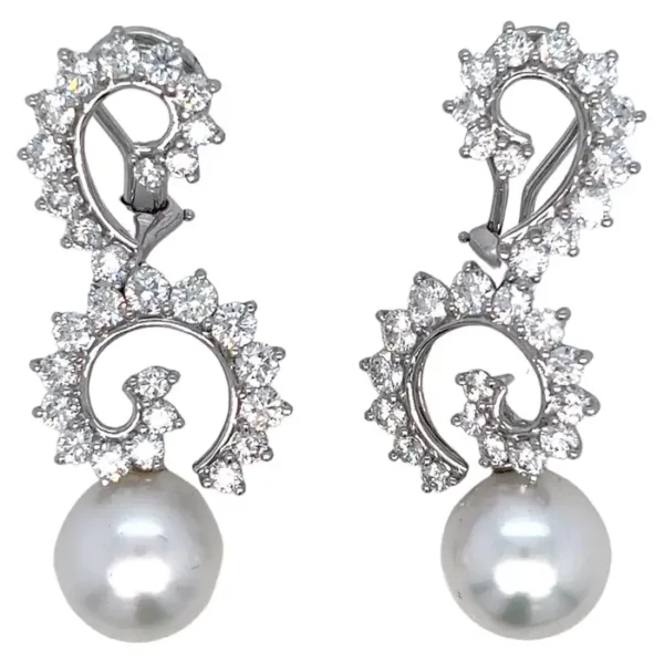 Angela Cummings for Assael Diamond Pearl Drop Ear Clips.