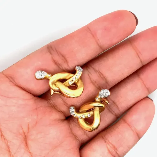 Angela Cummings for Assael Gold Diamond Pretzel Knot Earrings.