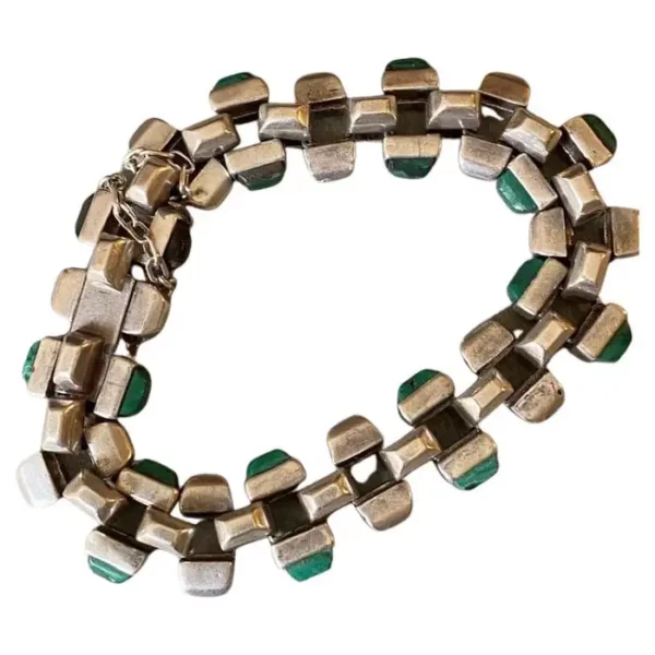 Antonio Pineda Sterling Silver and Malachite Bracelet.
