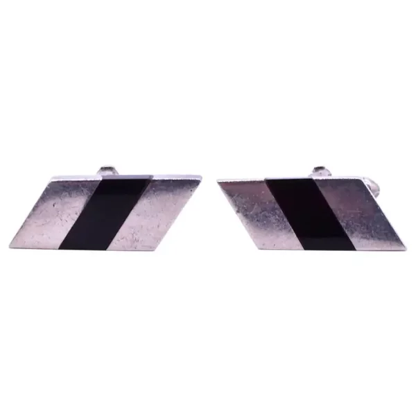 Antonio Pineda Sterling and Rectangle Onyx Cufflinks, circa 1950.