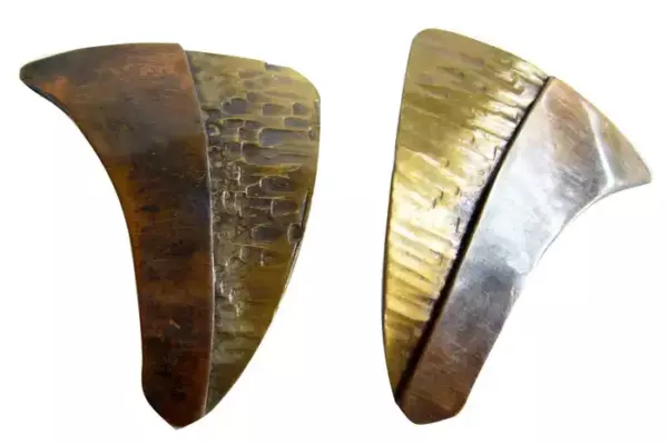 Art Smith Copper Brass American Modernist Earrings.