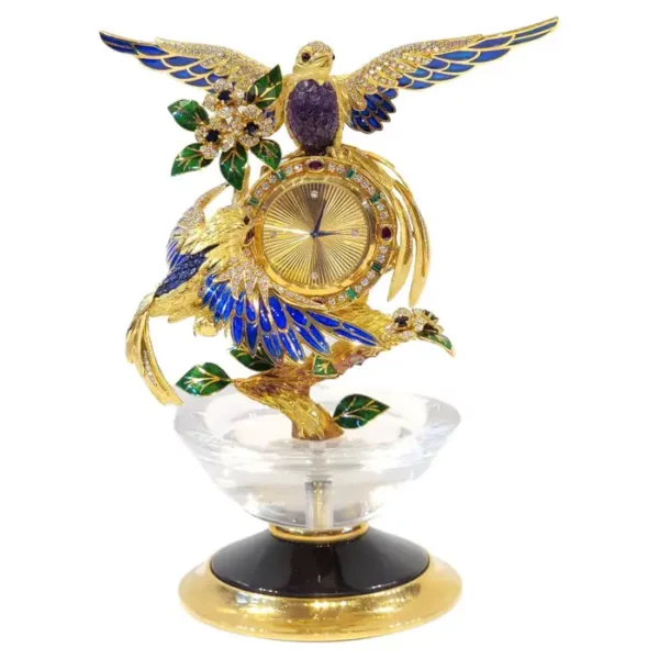 Asprey Gem Set Gold Bird Clock.