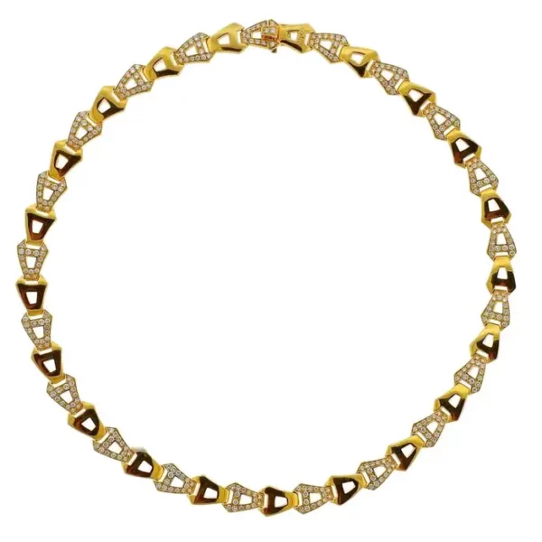Asprey Gold Diamond Chain Link Necklace.