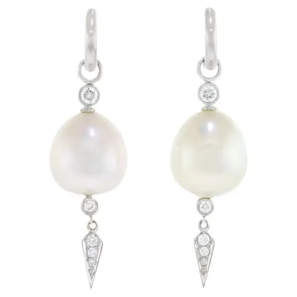 Assael Pearl and Diamond Drop Earrings.