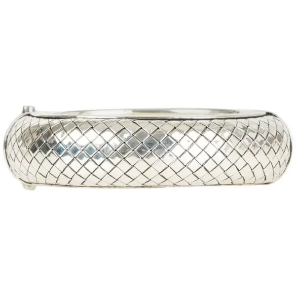 BOTTEGA VENETA sterling silver Intrecciato woven Bangle Bracelet.