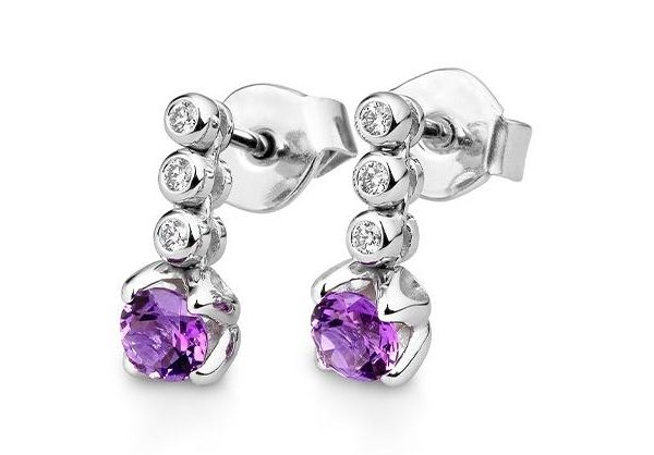 Earring E.amethyst dia. 0,09 Ct.
