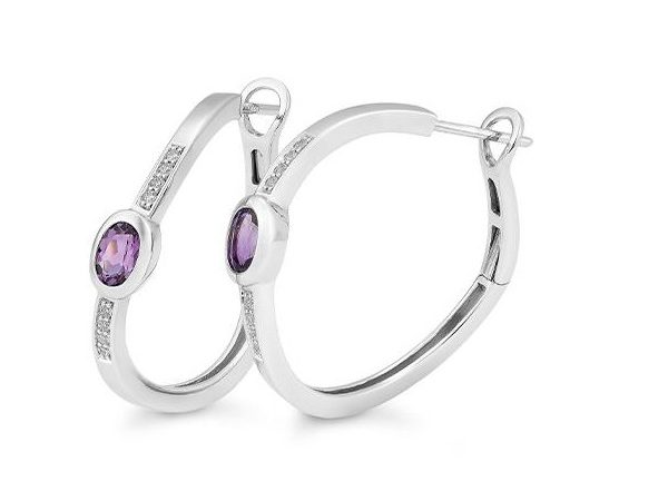 Earring E.amethyst dia. 0,16 Ct.