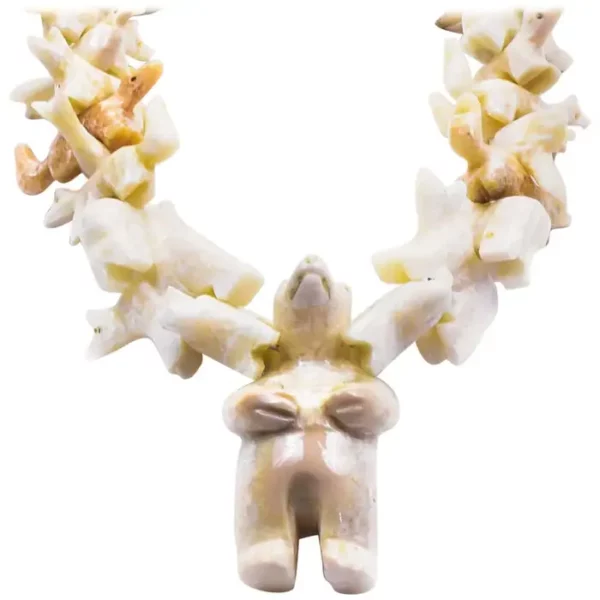 Fossilized Walrus Ivory Fetish Necklace.