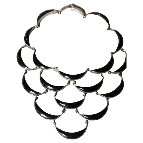 Sterling Silver and Onyx Bib Necklace by Antonio Pineda.