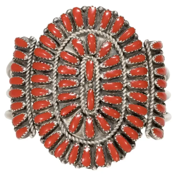 Zuni Coral and Sterling Bracelet.