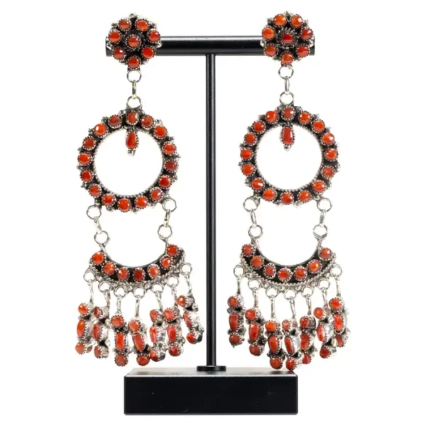 Zuni Coral and Sterling Earrings.