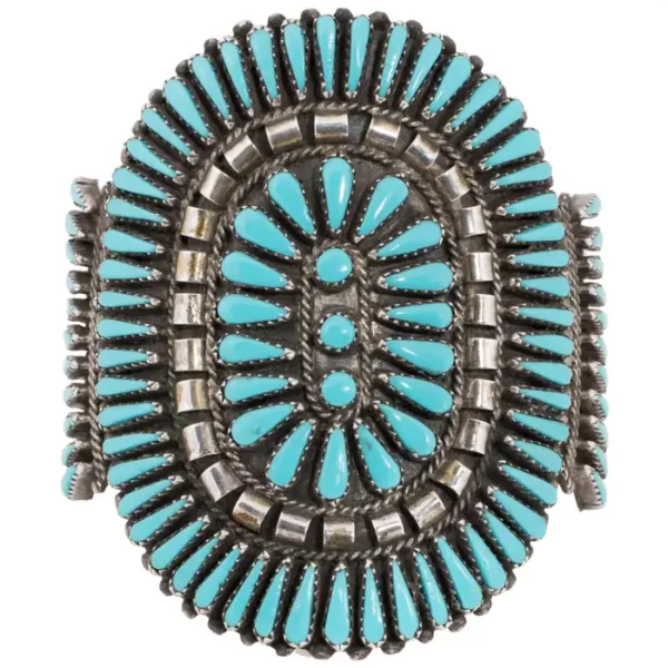 Zuni Sleeping Beauty Needlepoint Turquoise Bracelet.