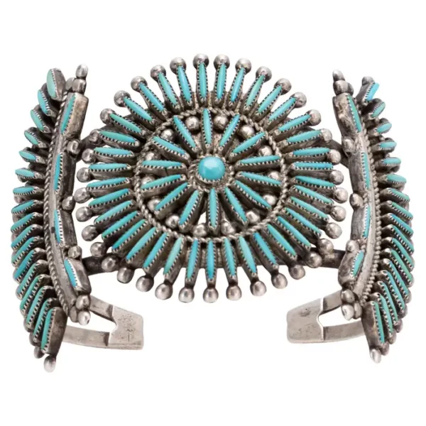 Zuni Sleeping Beauty Needlepoint Turquoise Bracelet..2