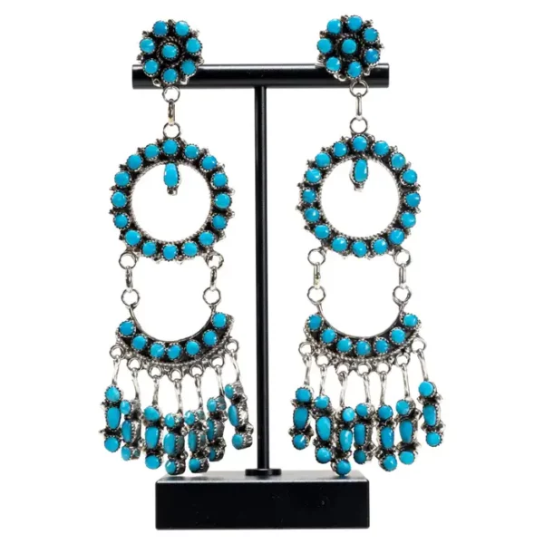 Zuni Sleeping Beauty Turquoise and Sterling Earrings.