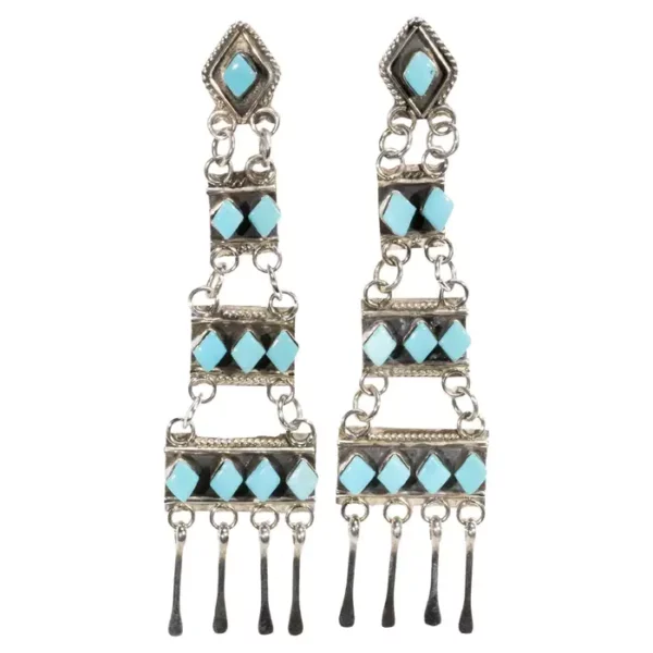 Zuni Sleeping Beauty Turquoise and Sterling Earrings.2