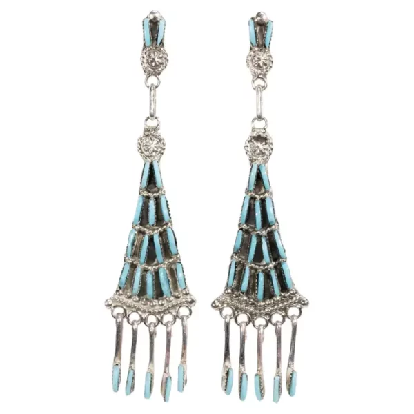 Zuni Sleeping Beauty Turquoise and Sterling Earrings.3