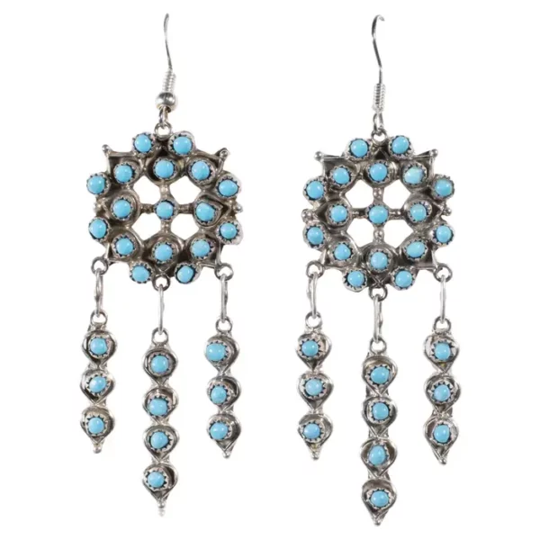 Zuni Sleeping Beauty Turquoise and Sterling Earrings.4