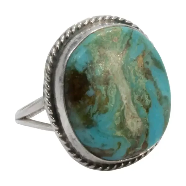 Zuni Turquoise Sterling Silver Statement Native American Ring.