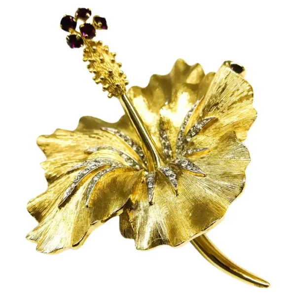 A rare gilt metal, and paste 'en tremblant' flower brooch, Marcel Boucher, 1960s.
