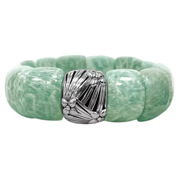 Amazonite Stretch Bracelet in Sterling Silver.