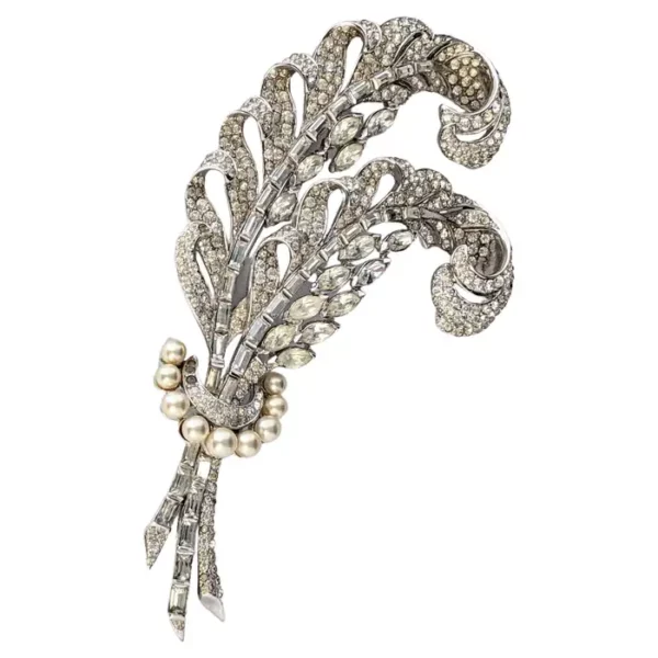 Early Marcel Boucher Pave Feather Brooch.