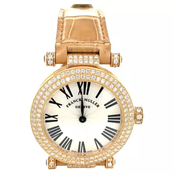 Franck Muller 18K Rose Gold Diamond Women's Luxury Wrist Watch w Box Papers.