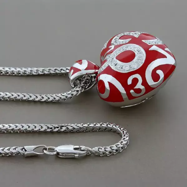 Franck Muller Diamond Enamel Crazy Hours Heart Pendant.