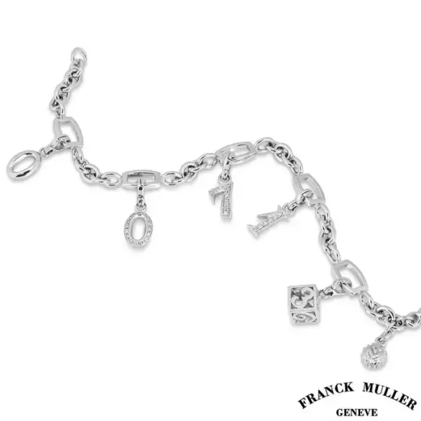 Franck Muller Diamond and White Gold Talisman Charm Bracelet.