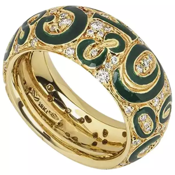 Franck Muller Yellow Gold Crazy Hours Diamond and Enamel Ring.