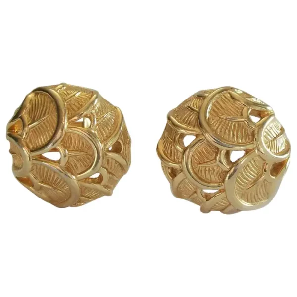 Marcel Boucher, Art Deco Style Gold Tone Ear Clips, Signed, Usa, circa 1955 1971.