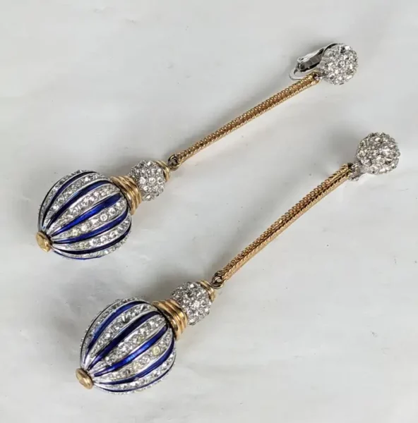 Marcel Boucher Pave and Enamel Lantern Earrings.